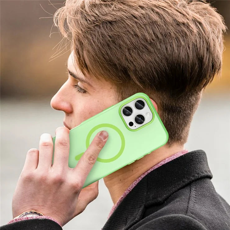 iPhone 16 Pro Max Case Compatible with MagSafe TPU + PC Slim Matte Translucent Phone Cover - Green