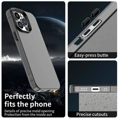 iPhone 15 Pro Max Case PC+TPU+PET Matte Anti-Drop Phone Back Cover - Black