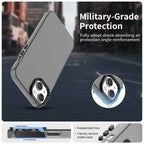 iPhone 15 Case PC+TPU+PET Matte Anti-Drop Phone Back Cover - Black