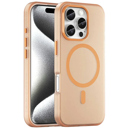 iPhone 16 Pro Case Compatible with MagSafe TPU + PC Slim Matte Translucent Phone Cover - Orange
