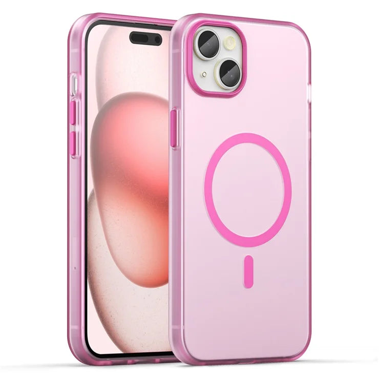iPhone 15 Plus / 14 Plus Magnetic Case Translucent Matte Anti-Fingerprint Phone Cover - Pink