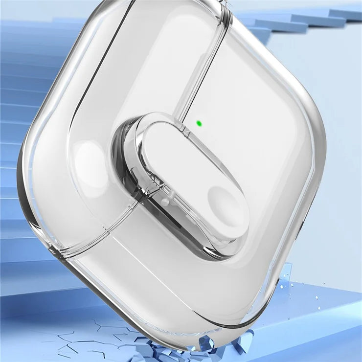 For Apple AirPods 4 Earphone Protective Case Snap Switch Ice Crystal Clear TPU+PC Cover - Transparent