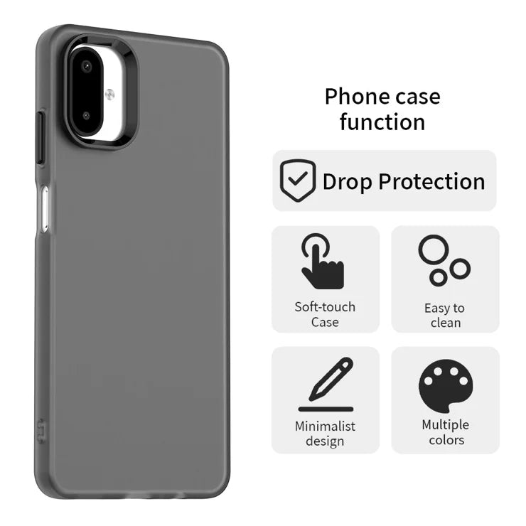 Samsung Galaxy F06 5G / M06 5G Case PC + TPU + PET Matte Anti-Drop Phone Back Cover - Black