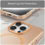 iPhone 16 Pro Case Compatible with MagSafe TPU + PC Slim Matte Translucent Phone Cover - Orange