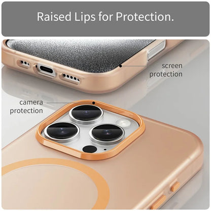 iPhone 16 Pro Case Compatible with MagSafe TPU + PC Slim Matte Translucent Phone Cover - Orange