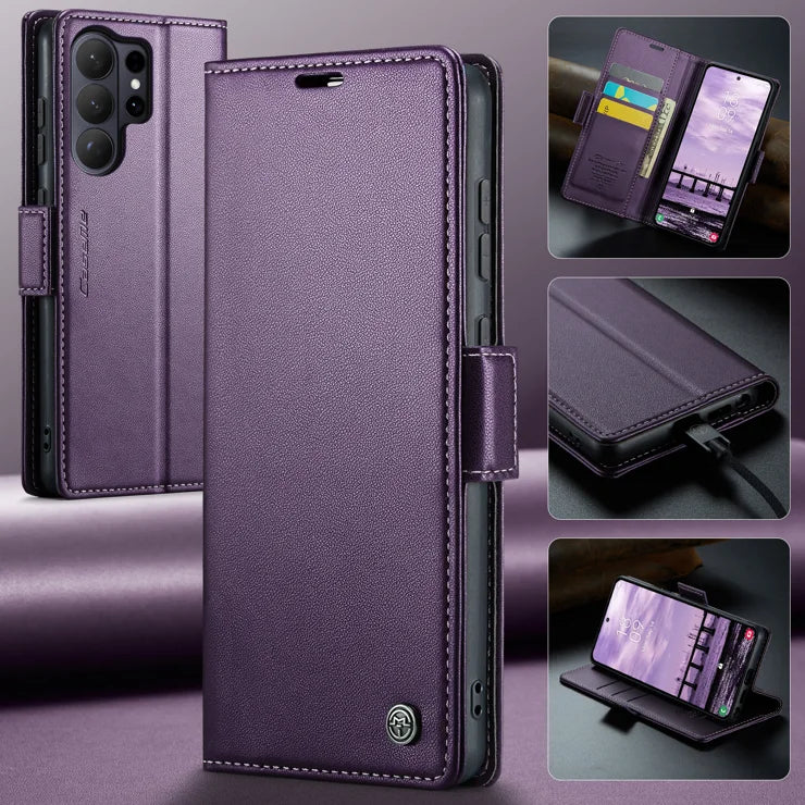 CASEME For Samsung Galaxy S26 Ultra Case  023 Series RFID Blocking Glossy Stand Phone Cover - Purple