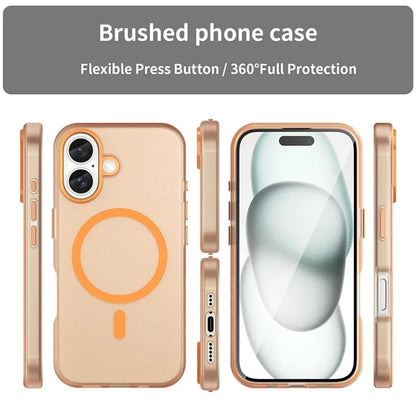 iPhone 16 Case Compatible with MagSafe TPU + PC Slim Matte Translucent Phone Cover - Orange