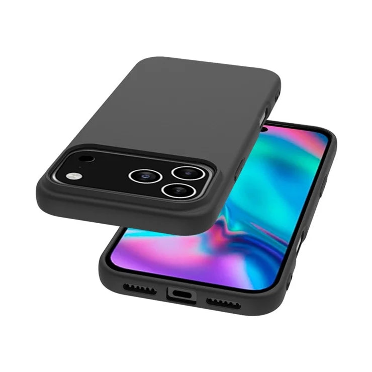 For iPhone 17 Pro Case Soft Matte Back TPU Black Phone Cover, Large Cutout