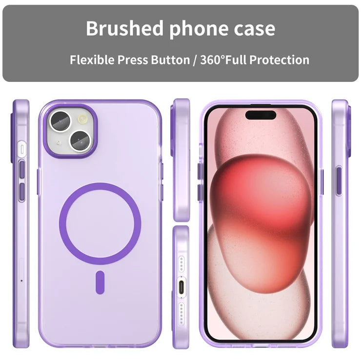 iPhone 15 Plus / 14 Plus Magnetic Case Translucent Matte Anti-Fingerprint Phone Cover - Dark Purple