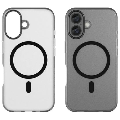 iPhone 16 Case Compatible with MagSafe TPU + PC Slim Matte Translucent Phone Cover - Black