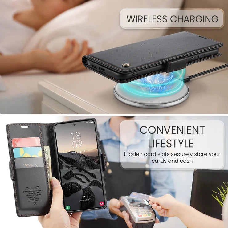 CASEME For Samsung Galaxy S26 Ultra Case  023 Series RFID Blocking Glossy Stand Phone Cover - Black
