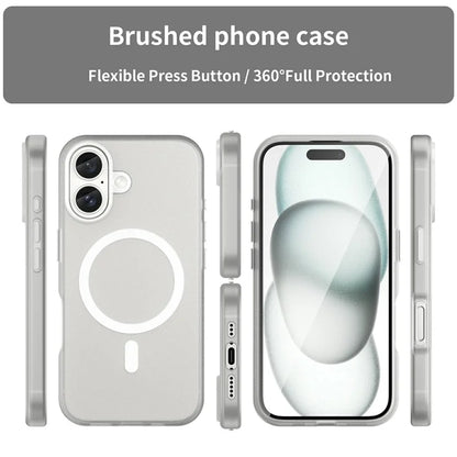 iPhone 16 Case Compatible with MagSafe TPU + PC Slim Matte Translucent Phone Cover - White
