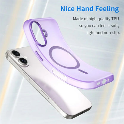 iPhone 16 Case Compatible with MagSafe TPU + PC Slim Matte Translucent Phone Cover - Dark Purple