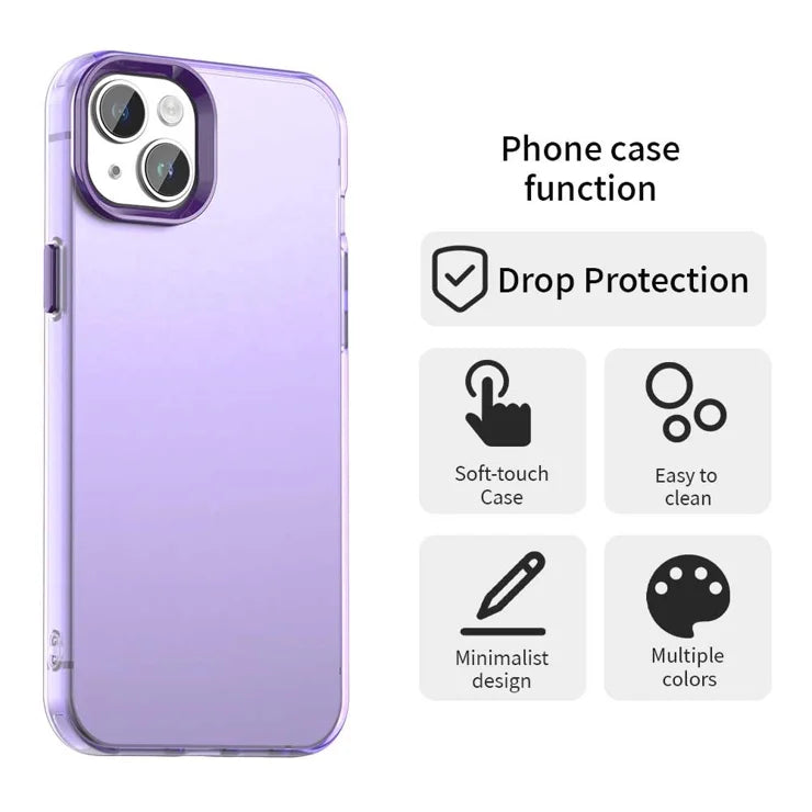 iPhone 15 -suojakuori, PC+TPU+PET, mattapintainen, iskunvaimennus – violetti