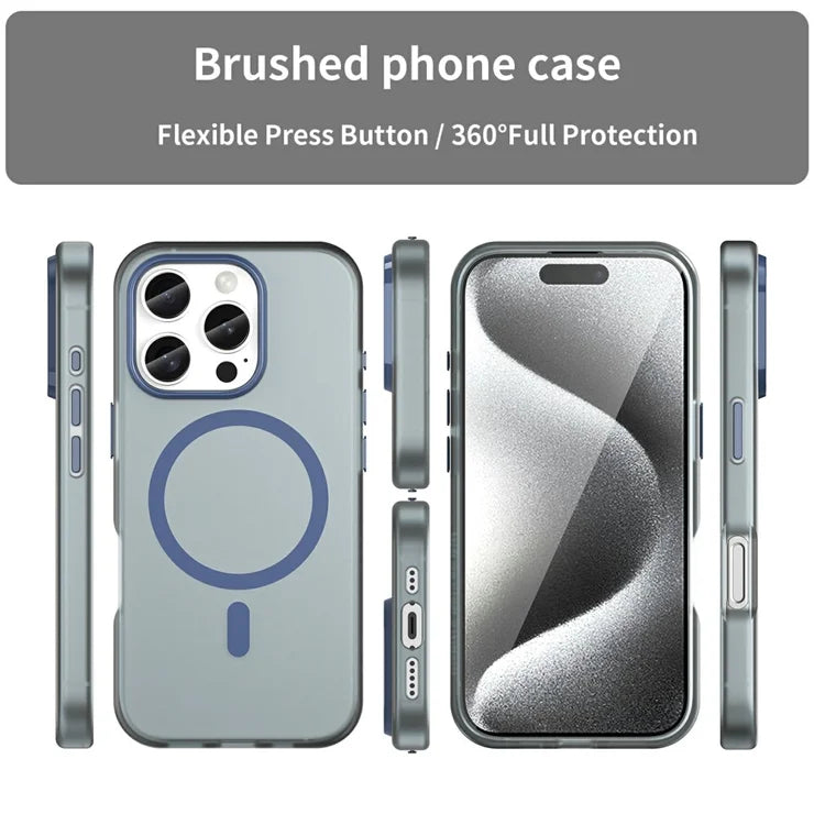 iPhone 16 Pro Case Compatible with MagSafe TPU + PC Slim Matte Translucent Phone Cover - Dark Blue