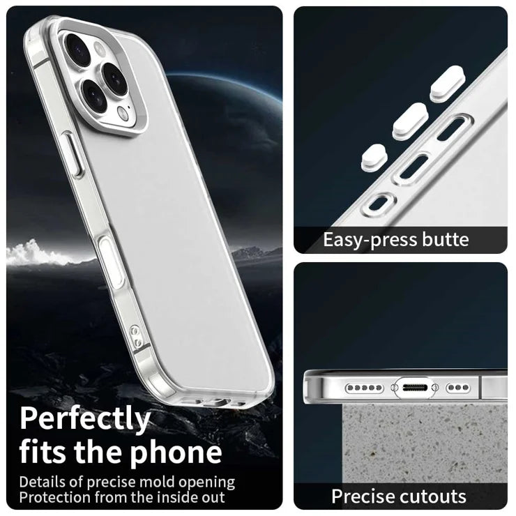 iPhone 16 Pro Max Case PC+TPU+PET Matte Anti-Drop Phone Back Cover - White