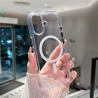 iPhone 17 Magnetic Clear Case PC +TPU Hybrid Phone Cover Compatible with MagSafe