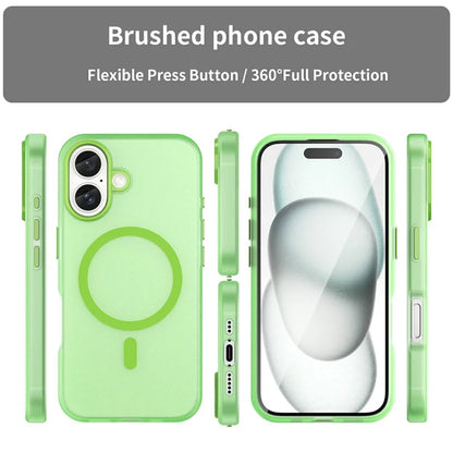 For iPhone 16 Case Compatible with MagSafe TPU + PC Slim Matte Translucent Phone Cover - Green