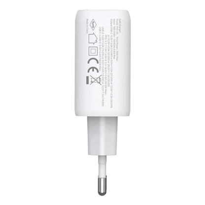 AMORUS PD 30W Type-C + QC 18W USB-A Dual Port GaN Power Adapter Fast Charging Wall Charger for Phone Tablet - EU Plug