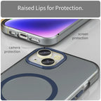iPhone 14 Translucent Phone Case Matte Design Compatible with MagSafe Wireless Charging - Dark Blue