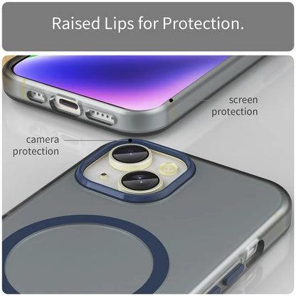 iPhone 14 Translucent Phone Case Matte Design Compatible with MagSafe Wireless Charging - Dark Blue