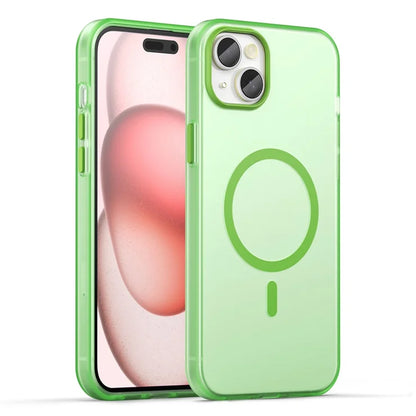 iPhone 15 Plus / 14 Plus Magnetic Case Translucent Matte Anti-Fingerprint Phone Cover - Fluorescent Green