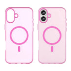 iPhone 16 Plus Case Compatible with MagSafe TPU + PC Slim Matte Translucent Phone Cover - Pink