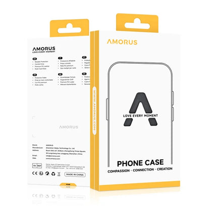 AMORUS For iPhone 16 Case with Sliding Card Holder PC TPU Phone Back Cover - Black