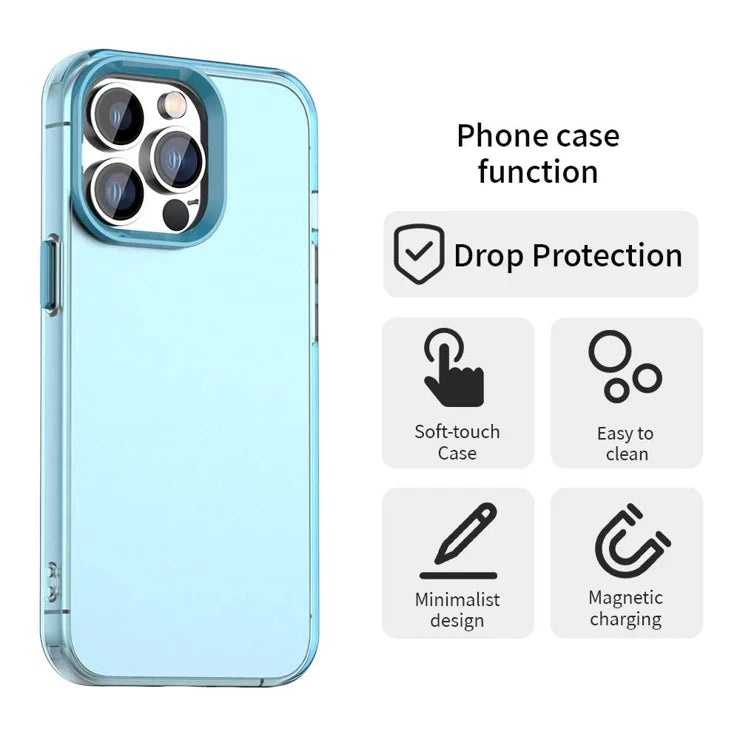 iPhone 13 Pro Max Case PC+TPU+PET Matte Anti-Drop Phone Back Cover - Blue