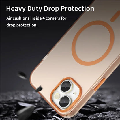 iPhone 15 Plus / 14 Plus Magnetic Case Translucent Matte Anti-Fingerprint Phone Cover - Orange