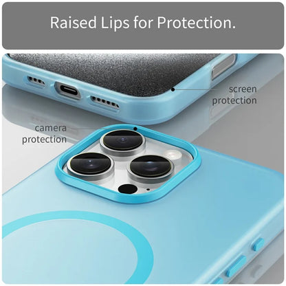 iPhone 16 Pro Max Case Compatible with MagSafe TPU + PC Slim Matte Translucent Phone Cover - Blue
