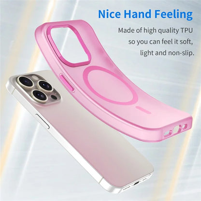 iPhone 16 Pro Case Compatible with MagSafe TPU + PC Slim Matte Translucent Phone Cover - Pink