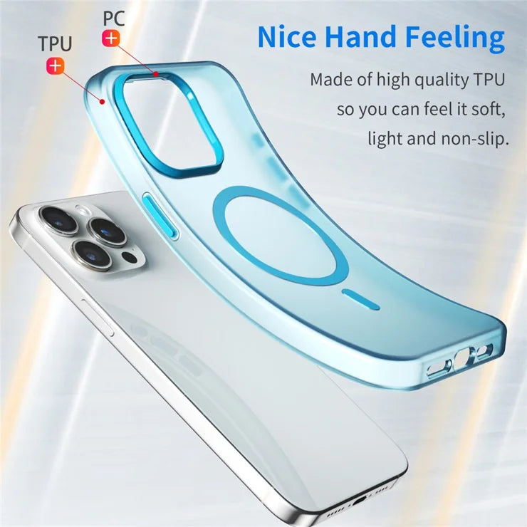 iPhone 15 Pro Case Translucent Matte Back Slim Phone Cover - Blue