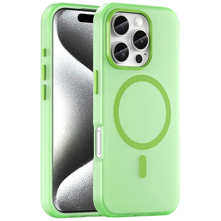 iPhone 16 Pro Case Compatible with MagSafe TPU + PC Slim Matte Translucent Phone Cover - Green