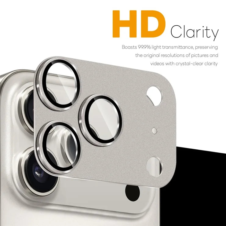 iPhone 17 Pro Camera Lens Protector Matte Integrated Metal Tempered Glass Lens Film - Grey
