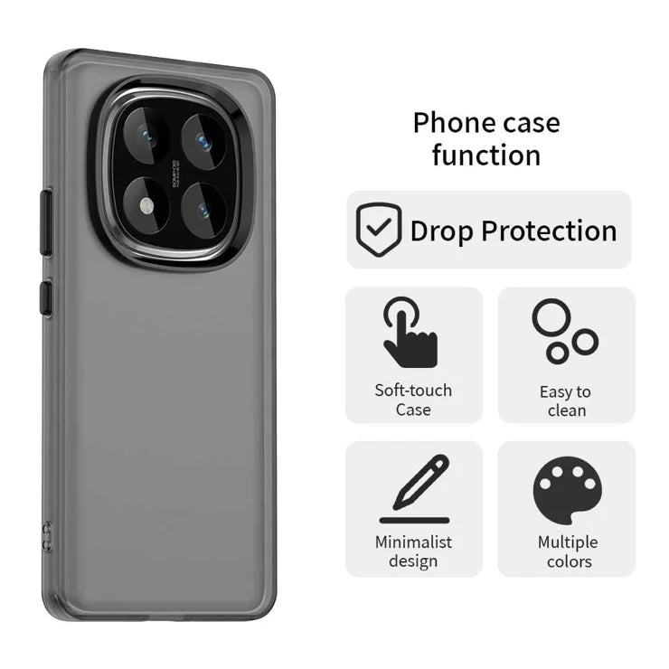 Xiaomi Redmi Note 14 Pro 5G / Poco X7 5G Case PC+TPU+PET Matte Anti-Drop Phone Back Cover - Black