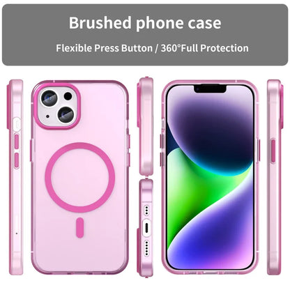 iPhone 14 Translucent Phone Case Matte Design Compatible with MagSafe Wireless Charging - Pink