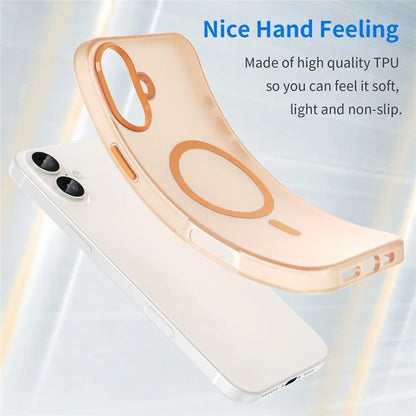 iPhone 16 Plus Case Compatible with MagSafe TPU + PC Slim Matte Translucent Phone Cover - Orange