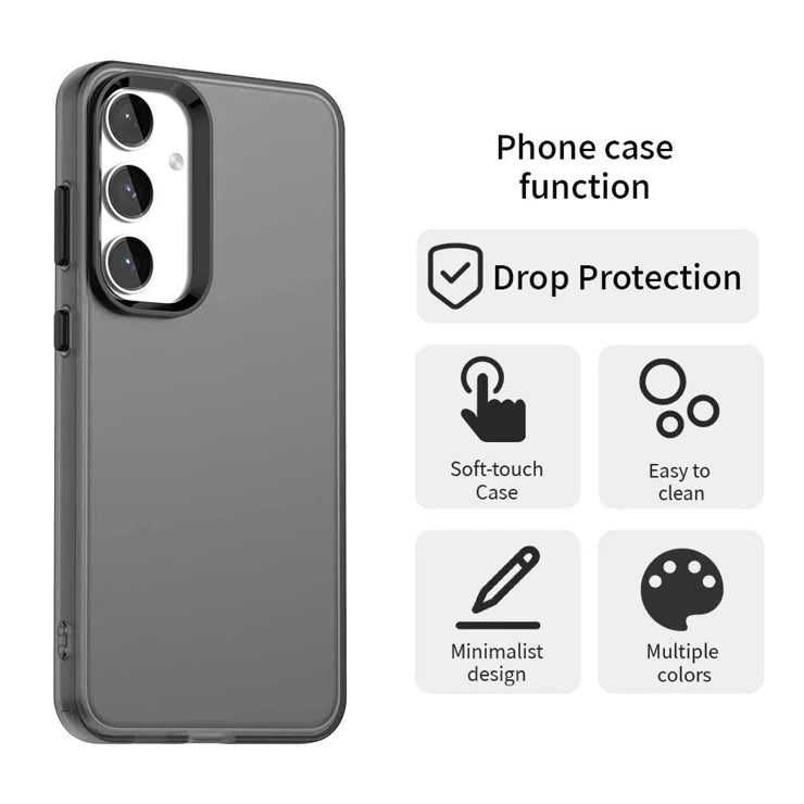 Samsung Galaxy S24 FE Case PC+TPU+PET Matte Anti-Drop Phone Back Cover - Black