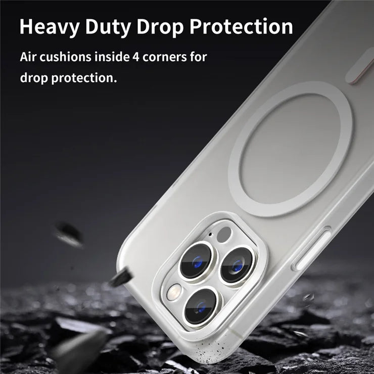 iPhone 14 Pro Translucent Matte Phone Case TPU + PC Anti-Scratch Cover - White
