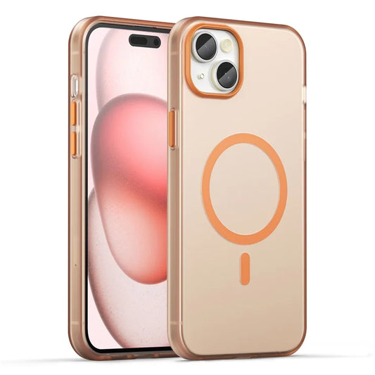 iPhone 15 Magneettikuori Mattapintainen puhelinkuori Sormenjälkiä hylkivä Naarmuuntumaton – Oranssi