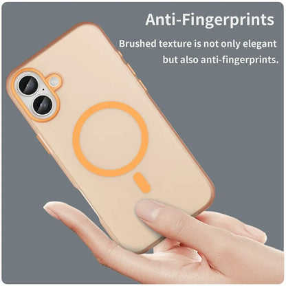 iPhone 16 Plus Case Compatible with MagSafe TPU + PC Slim Matte Translucent Phone Cover - Orange
