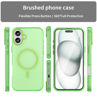 iPhone 16 Plus Case Compatible with MagSafe TPU + PC Slim Matte Translucent Phone Cover - Green