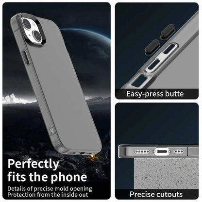 iPhone 15 Case PC+TPU+PET Matte Anti-Drop Phone Back Cover - Black