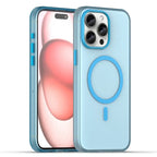 iPhone 15 Pro Case Translucent Matte Back Slim Phone Cover - Blue