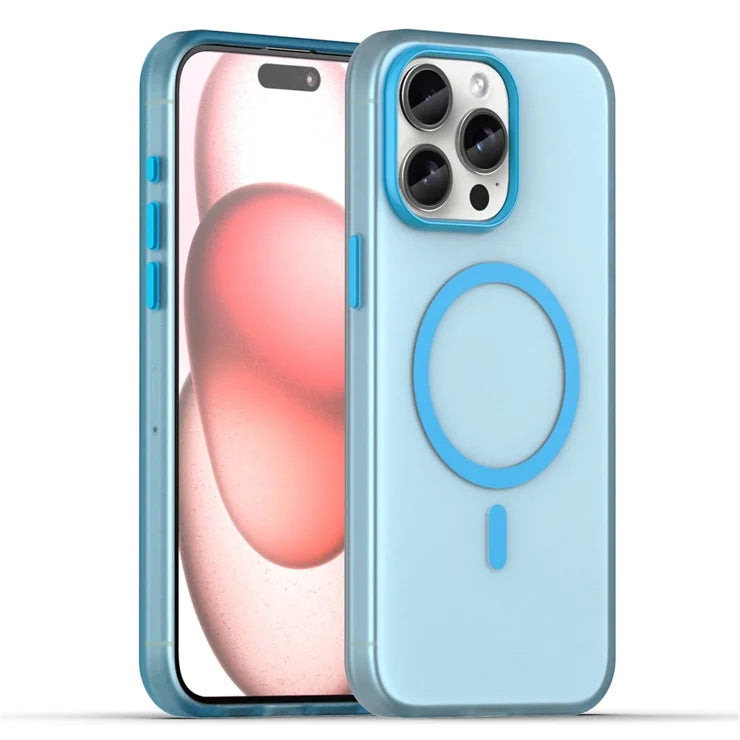 iPhone 15 Pro Case Translucent Matte Back Slim Phone Cover - Blue