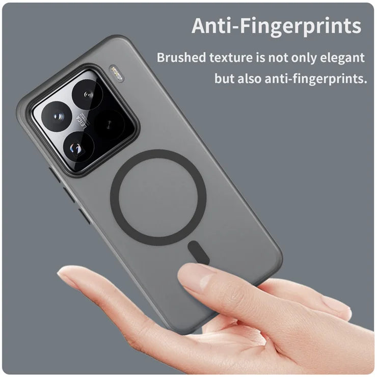 Xiaomi 15 Pro Magnetic Case TPU + PC Slim Matte Translucent Phone Cover - Black