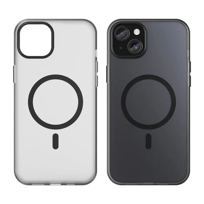 iPhone 15 Plus / 14 Plus Magnetic Case Translucent Matte Anti-Fingerprint Phone Cover - Black