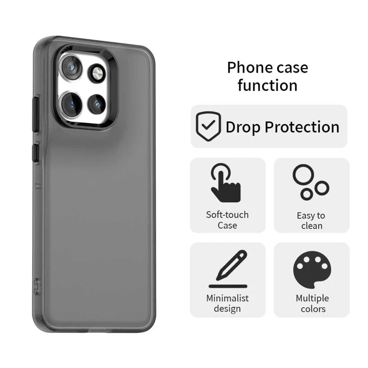 Matte Case For Motorola Edge 60 Neo 5G / 50 Neo 5G / S50 5G / ThinkPhone 25 5G PC+TPU+PET Anti-Drop Phone Back Cover - Black