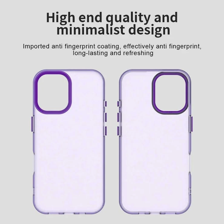 iPhone 16 Plus Case PC+TPU+PET Matte Anti-drop Phone Back Cover - Purple